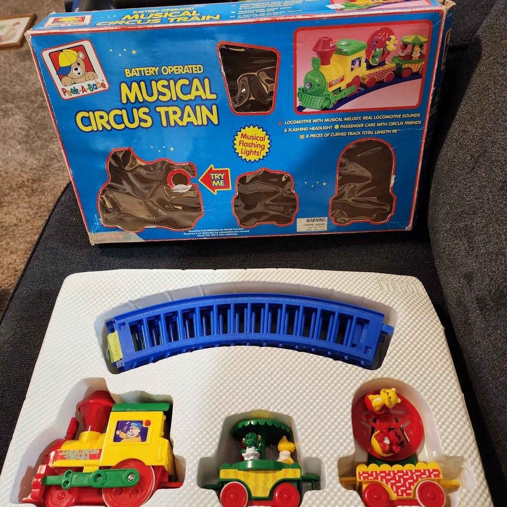 Vintage Peek-A-Babe Battery Operated Musical Circus Train‎ READ DESCRIPTION